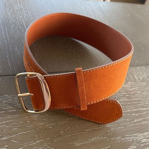 Ann Taylor Brown Suede Leather WIDE Belt Gold-Tone Buckle Women’s Size XS/S NWT - Picture 9 of 12
